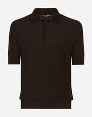 Dolce & Gabbana Cotton polo shirt with logo label Black GXN41TJEMI9