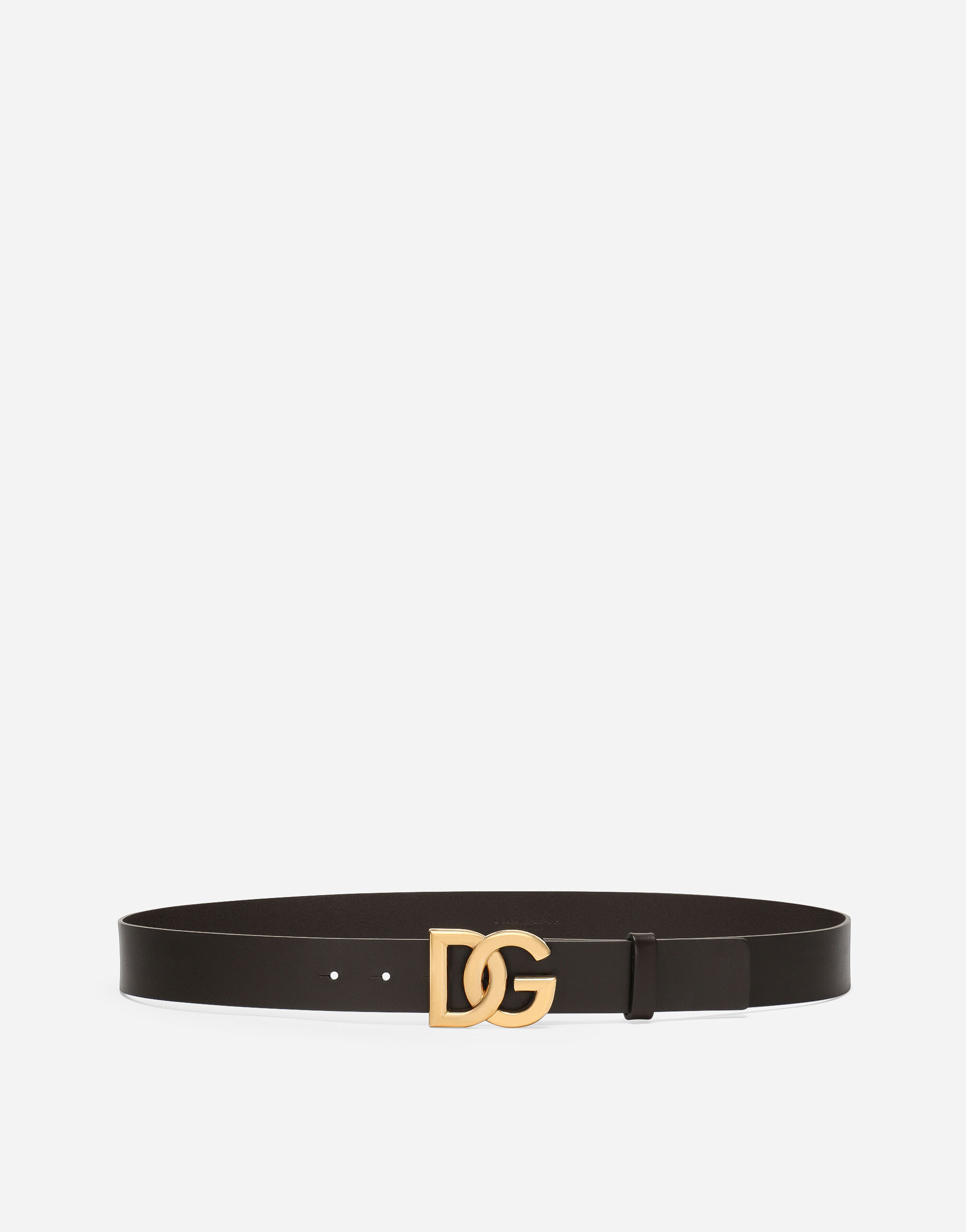 Dolce & Gabbana Cinturón de cuero de lujo con hebilla con logotipo DG cruzado Negro G5IT7TGG486