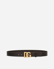 Dolce & Gabbana Lux leather belt with crossover DG logo buckle Black BC4646AX622