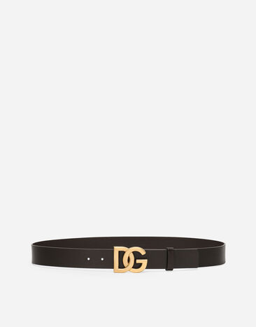 Dolce & Gabbana حزام جلد لوكس بمشبك بشعار DG متشابك أسود A80397AO602