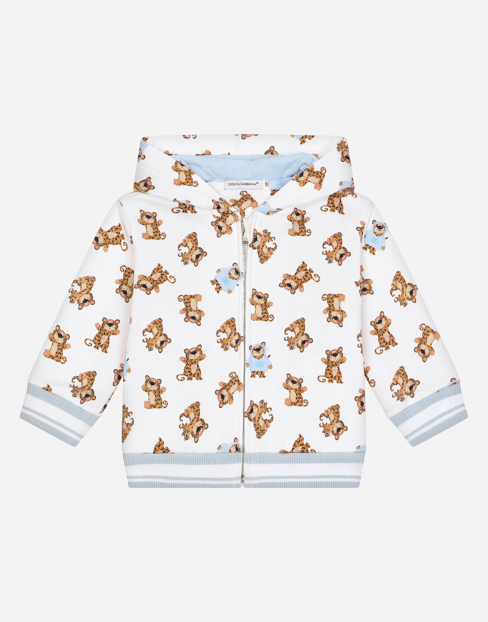 Dolce & Gabbana Sweatjacke mit Reißverschluss und Kapuze aus Jersey Baby Leo ROSA DK0065A1293