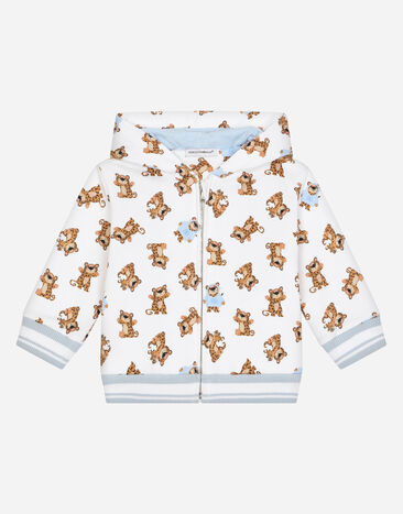 Dolce & Gabbana Zip-up jersey hoodie with baby leopard Multicolor DK0065AC513