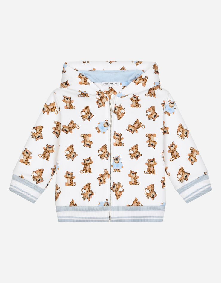 Dolce & Gabbana Sweatjacke mit Reißverschluss und Kapuze aus Jersey Baby Leo Weiss L1JWFTG7GXO