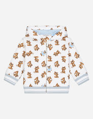 Dolce & Gabbana Zip-up jersey hoodie with baby leopard White L2JTKIG7G4N