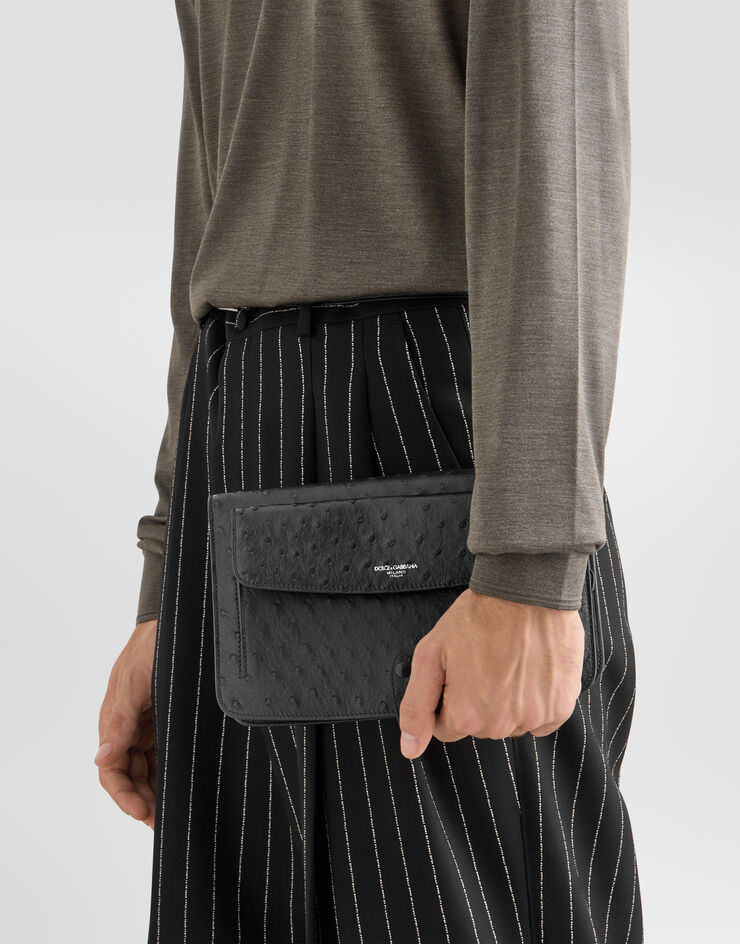 Dolce & Gabbana 鸵鸟皮手拿包 黑 BM2770A8K00