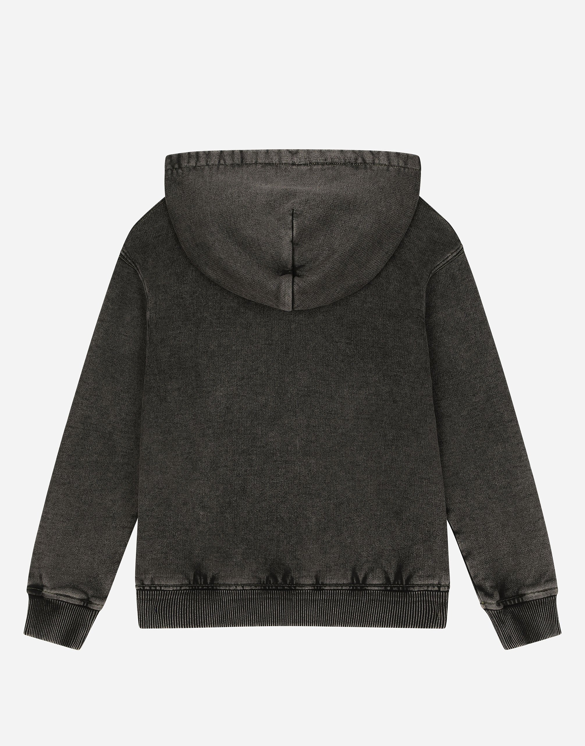 Felpa con cappuccio in jersey effetto lavato con logo DG in Nero da Bambino Dolce Gabbana