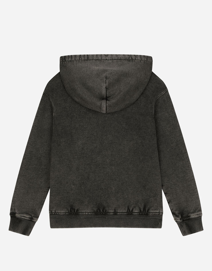 Dolce & Gabbana Sudadera con capucha de punto efecto lavado con logotipo DG Negro L4JWFJG7N3Z