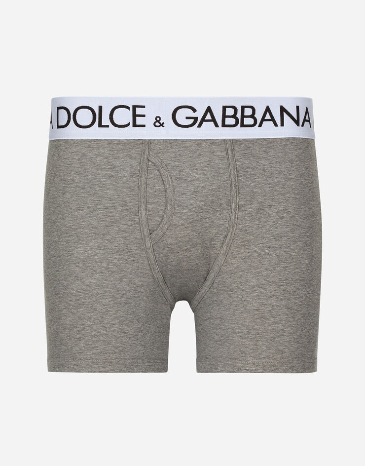 Two-way-stretch cotton jersey long-leg boxers in Grey | Dolce&Gabbana®