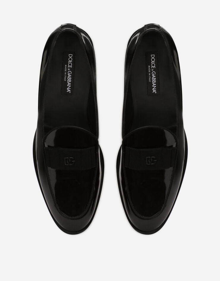 Dolce & Gabbana Slippers en cuir de veau brillant Noir A50506A1037