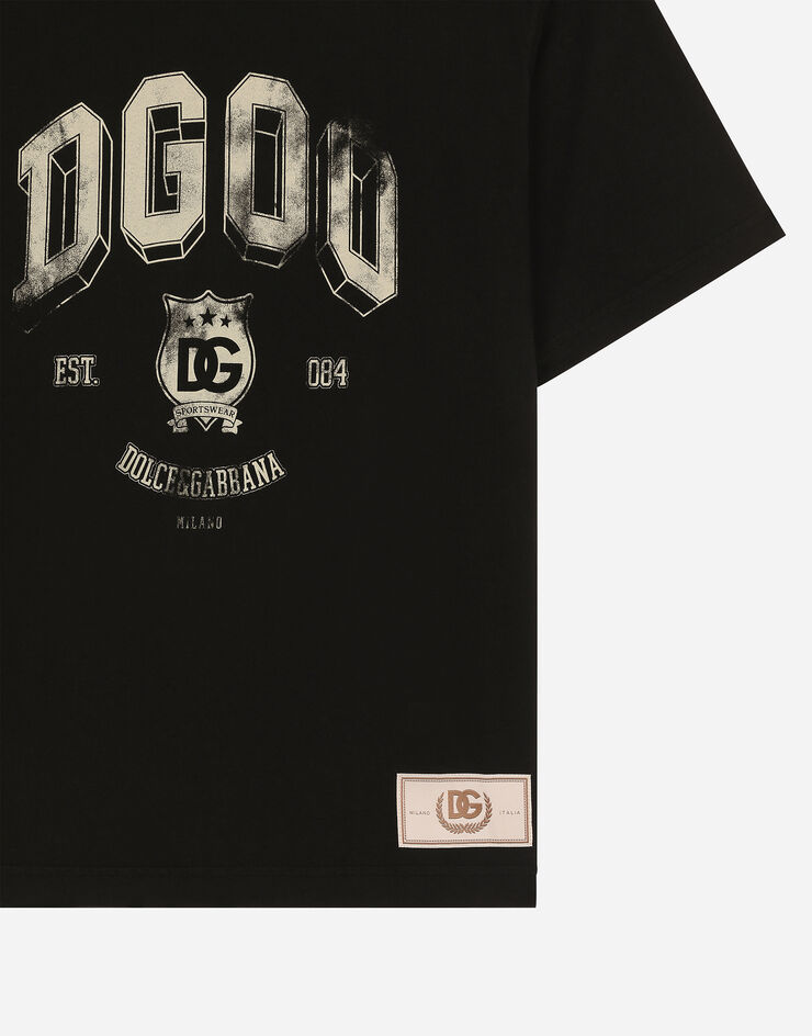 Dolce & Gabbana تيشيرت قطني بطبعة شعار أسود G8PN9TG7NWY