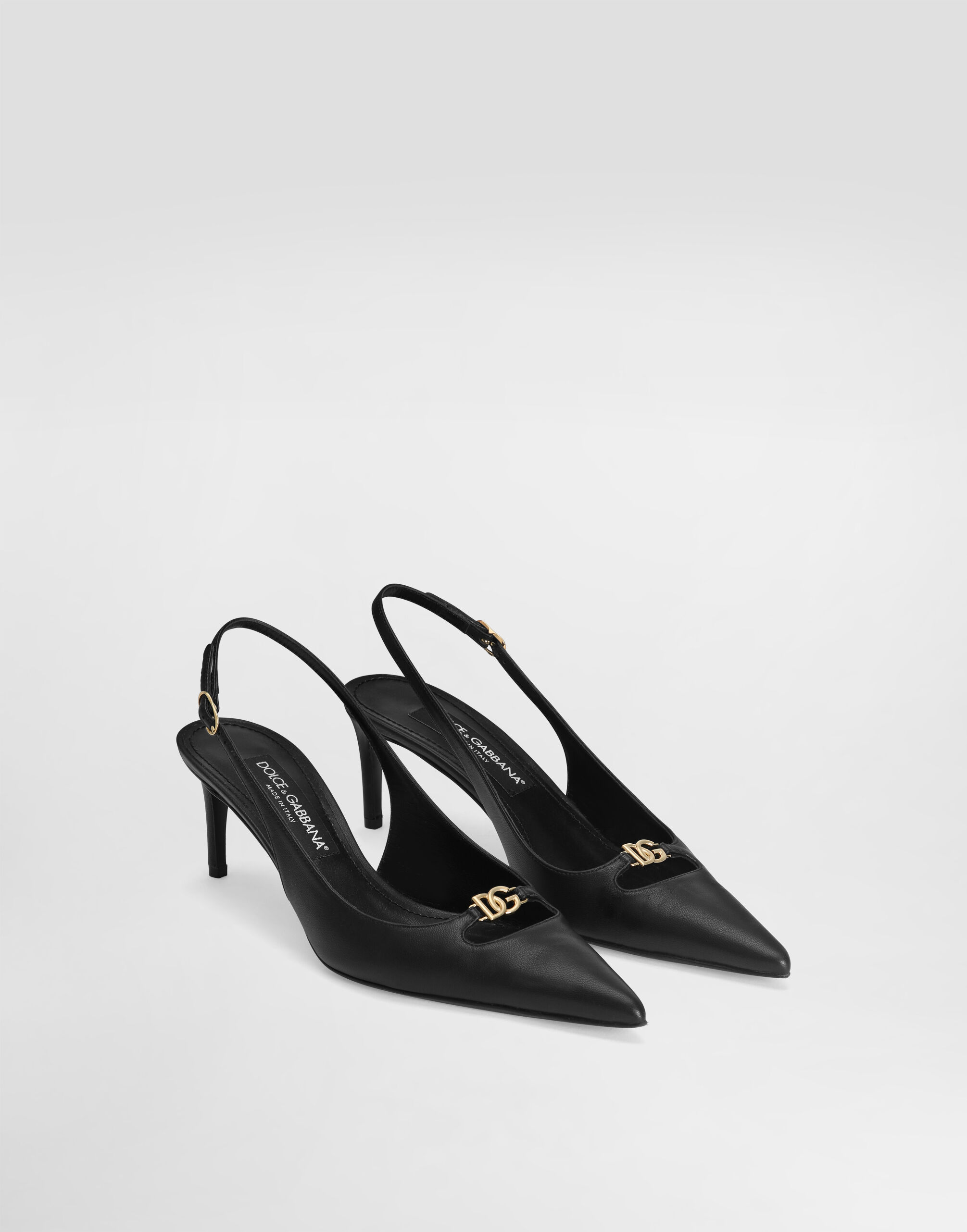 Lollo silk nappa leather slingback in Black for Women