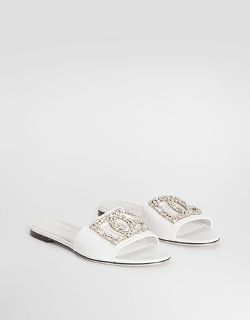 Dolce & Gabbana Flat slides in calfskin with embroidery Multicolor CQ0697A0407