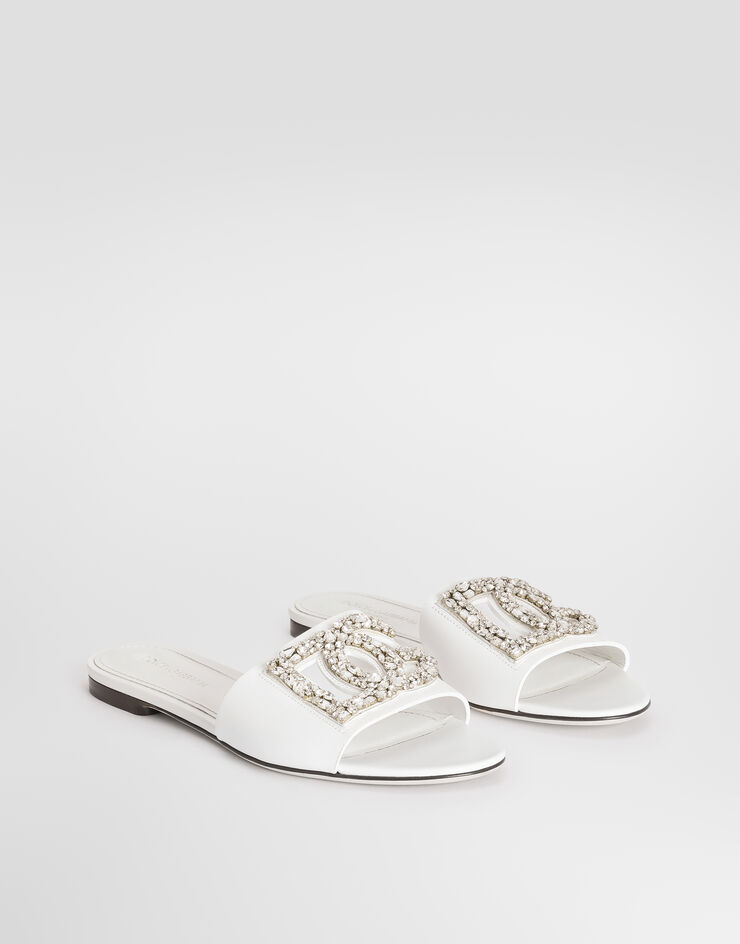 Dolce & Gabbana Flat slides in calfskin with embroidery Multicolor CQ0697A0407