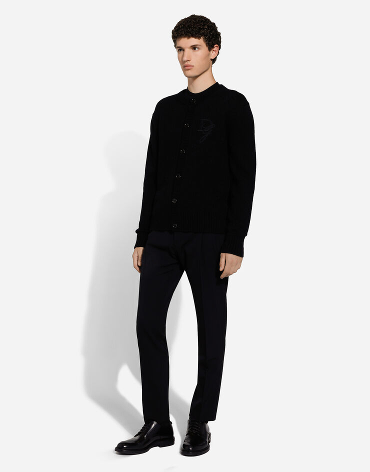 Dolce & Gabbana Jersey de cuello redondo de cachemira con DG bordado Negro GXX59ZJAWXR