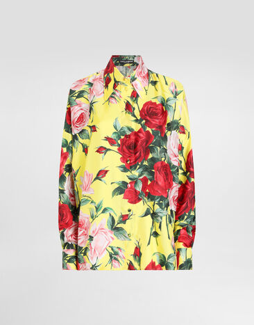 Dolce & Gabbana Oversize bouquet-print silk twill shirt Print F5T22TIS1XH