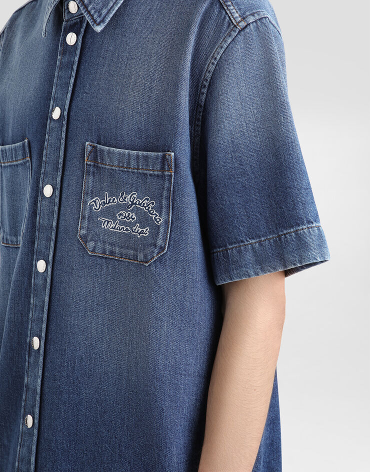 Dolce & Gabbana Denim shirt with logo Multicolor G5MQ8ZG8MK5