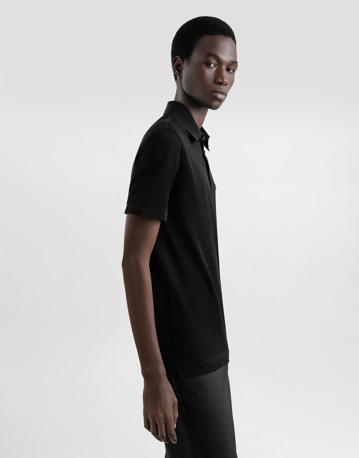 Dolce & Gabbana 标牌棉质 Polo 衫 黑 G8SN1TFU7EN