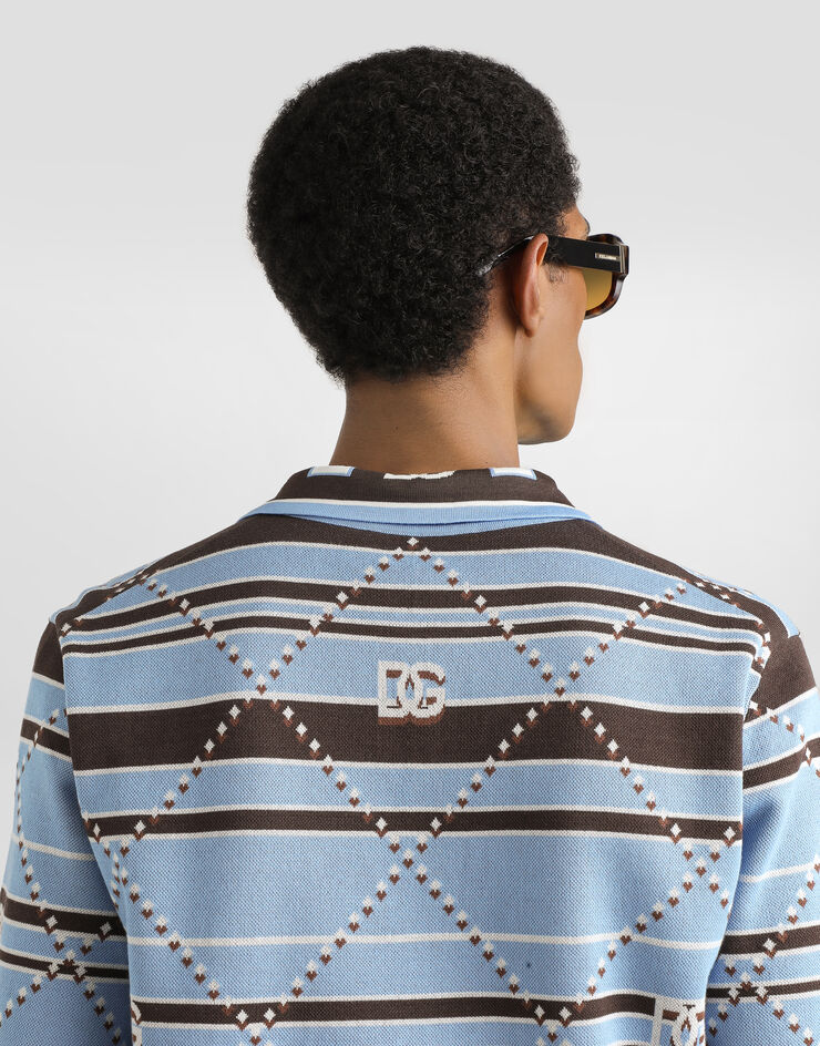 Dolce & Gabbana Striped cotton jacquard polo shirt Multicolor GXZ91TJBCHC
