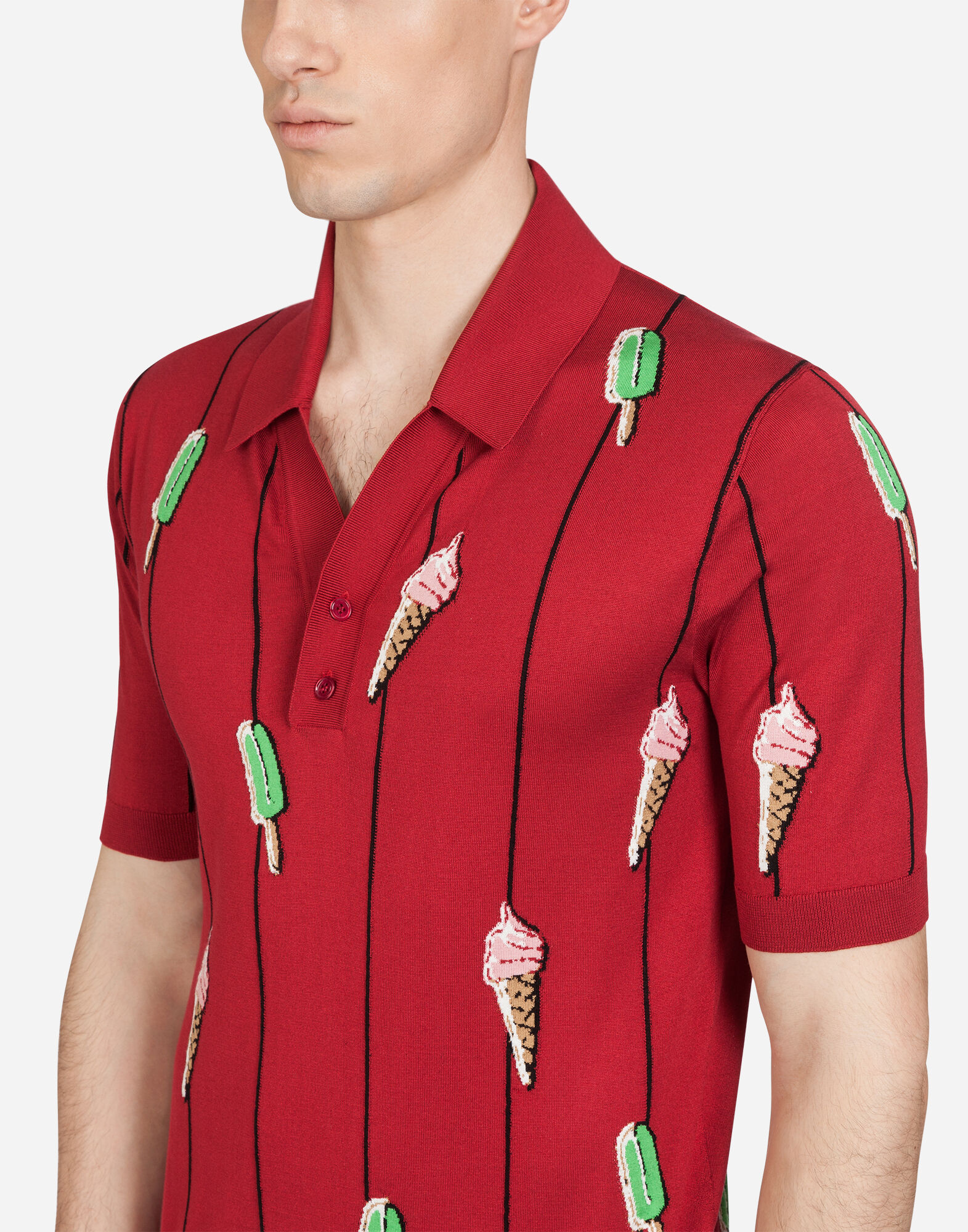 DOLCE & GABBANA フロラルフリントフラレット F777YTFSG8L HN5JC Polo shirt in inlaid silk