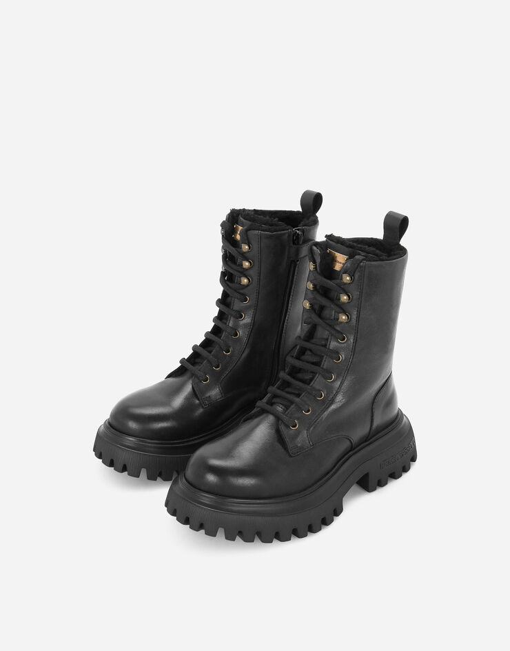 Dolce&Gabbana Bottines Hi trekking en cuir vintage Noir DA5186A1048