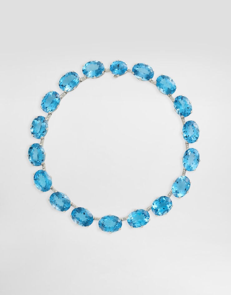 Dolce & Gabbana Anna necklace in 18-carat white gold with topazes and diamonds Dolce & Gabbana Anna necklace in 18-carat white gold with topazes and diamonds White Gold WNSB1GWTOP1