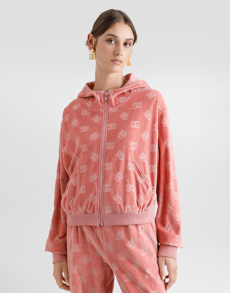 Dolce & Gabbana هودي جاكار شينيل بشعار DG Pink F9S15TFJ7DL