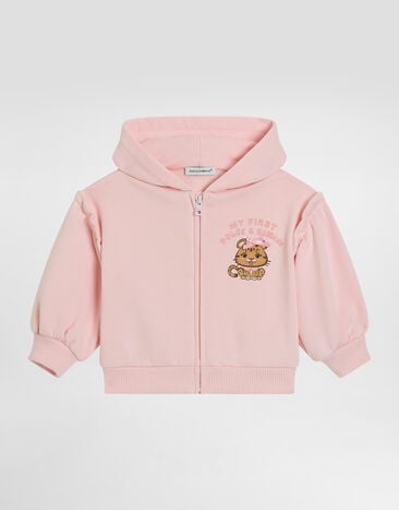 Dolce & Gabbana Hooded sweatshirt with leopard print and bow Pink L2JWCKG7PNM