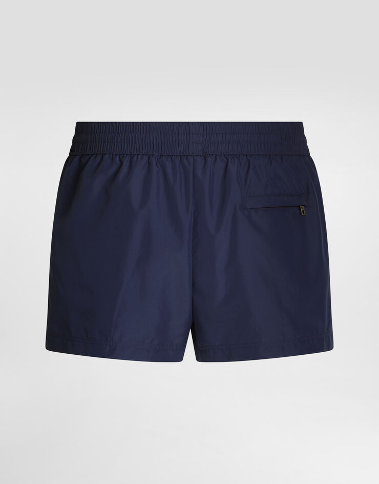 Dolce & Gabbana Bañador bóxer corto con placa Azul M4F35TONR46