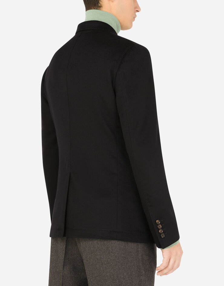 Dolce & Gabbana Unstrukturierte zweireihige Jacke aus Kaschmir Blau G2JY7TFU2AX