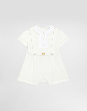 Dolce & Gabbana Interlock and piqué romper suit with diamond stitch detailing White L11O90G7N3H