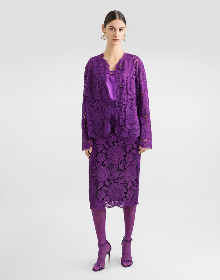 Dolce & Gabbana Skirt in cordonetto lace Purple F4B7ITHLM7L