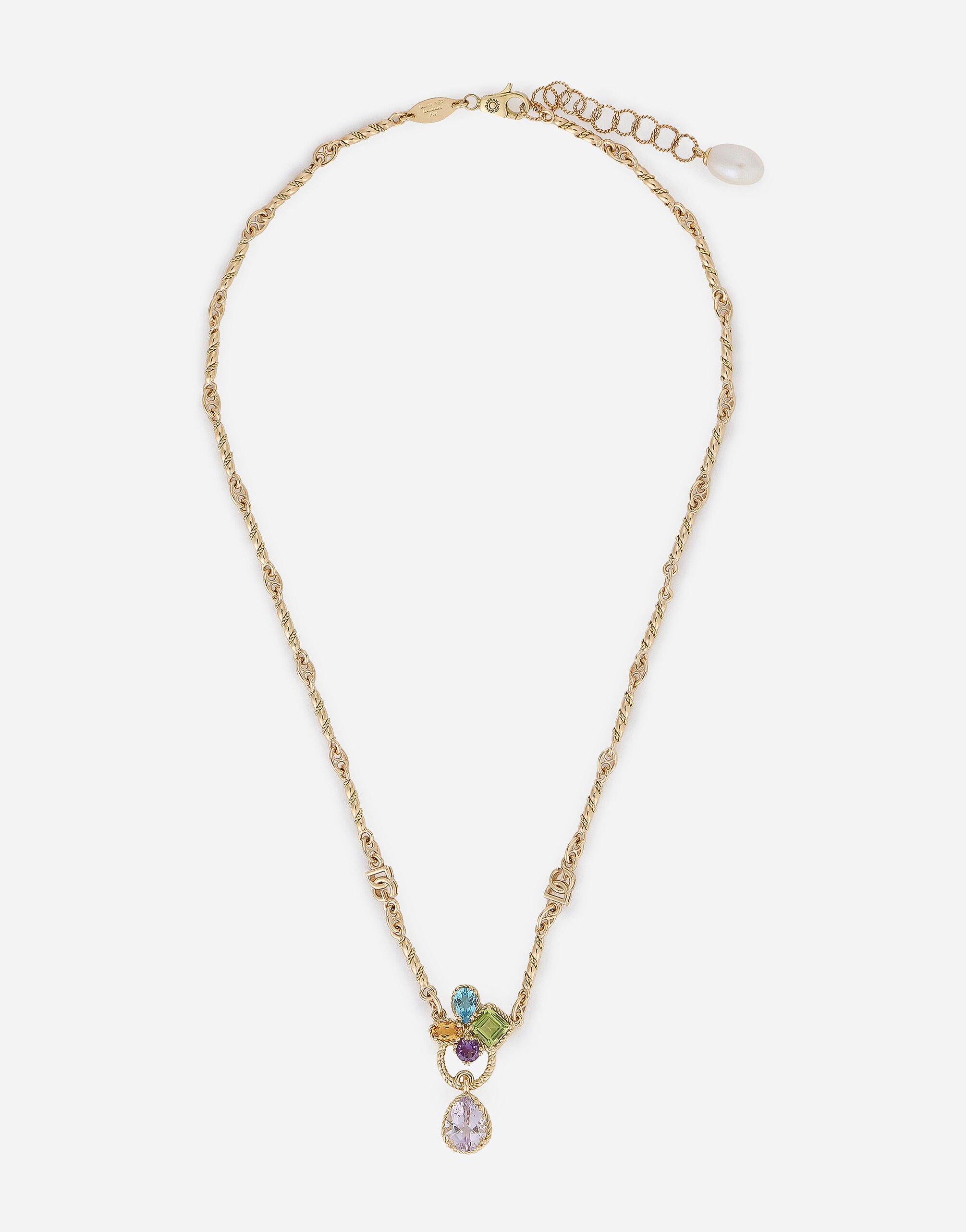 Dolce & Gabbana 18 kt yellow gold rainbow pendant  with multicolor fine gemstones Gold WAMR1GWMIX1