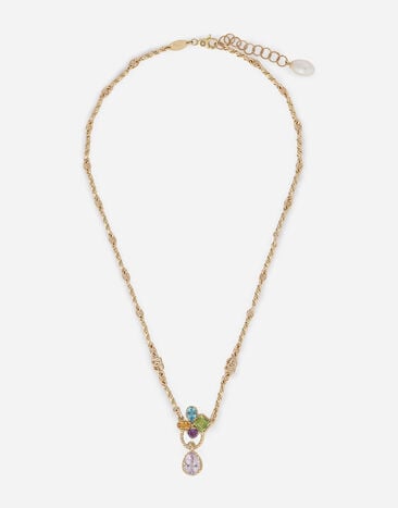 Dolce & Gabbana 18 kt yellow gold rainbow pendant  with multicolor fine gemstones Yellow Gold WNQR1GWMIX1