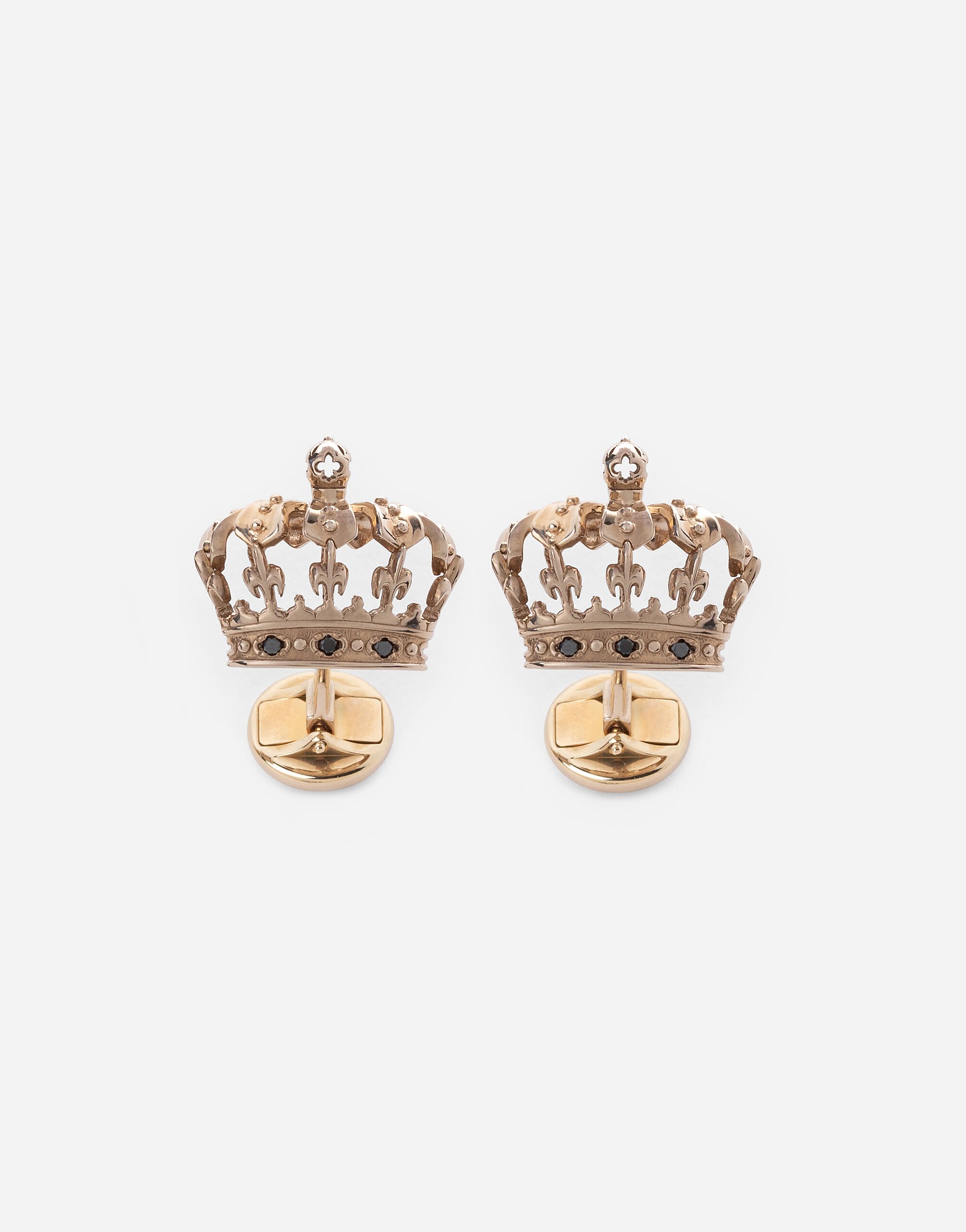 Dolce & Gabbana Gemelli Crown in oro bianco con diamanti neri Nero BP3287AG218