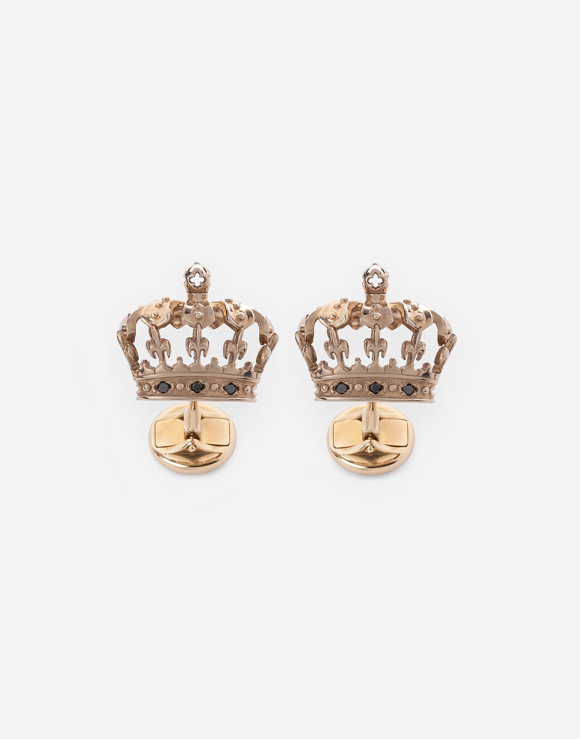 Dolce & Gabbana Crown white gold cufflinks with black diamonds Yellow gold WFHK1GWLAP1