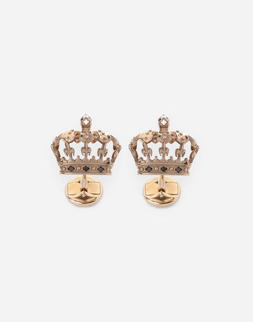Dolce & Gabbana Boutons de manchette Crown en or blanc avec diamants noirs Noir BP3287AG218