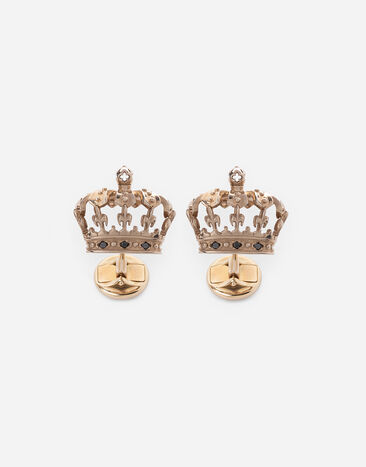 Dolce & Gabbana Crown カフリンクス ホワイトゴールド ブラックダイヤモンド イエローゴールド WFHK1GWLAP1