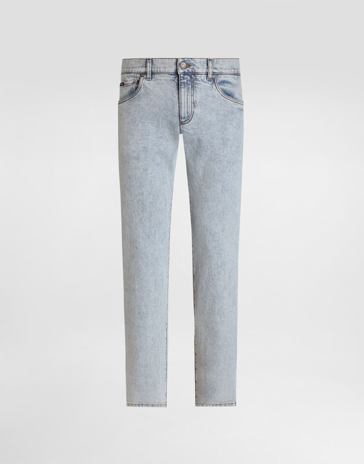 Dolce & Gabbana Jeans Slim aus Baumwollstretch mit Plakette Mehrfarbig GY07CDG8MV2