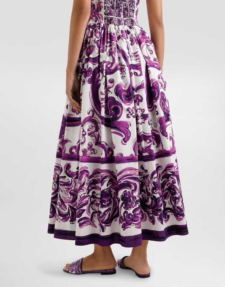 Dolce & Gabbana Long poplin dress with Majolica print Multicolor F6TTHTFI5JP