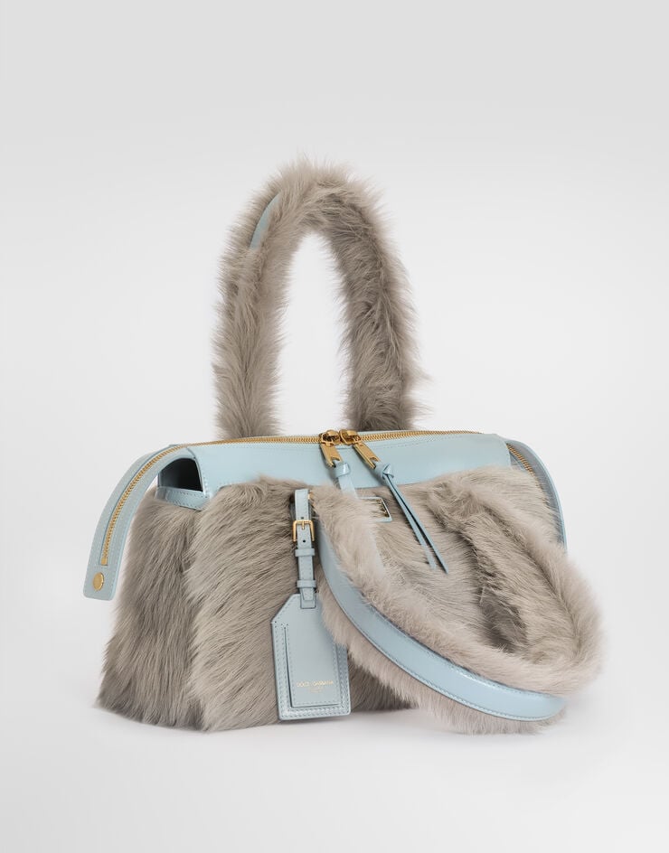 Dolce & Gabbana Vittoria shoulder bag in shearling and calfskin Multicolor BB7953A0736