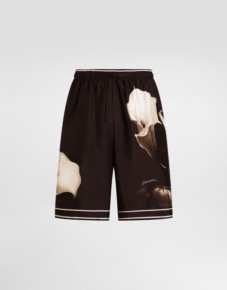 Dolce & Gabbana Calla lily print silk twill bermuda shorts Print GV37ATHI1Z0