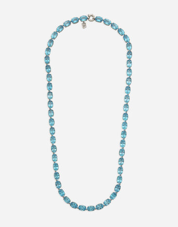 Dolce & Gabbana Anna sautoir in white gold 18kt with light blue topazes Weiss WNQA6GWTOLB