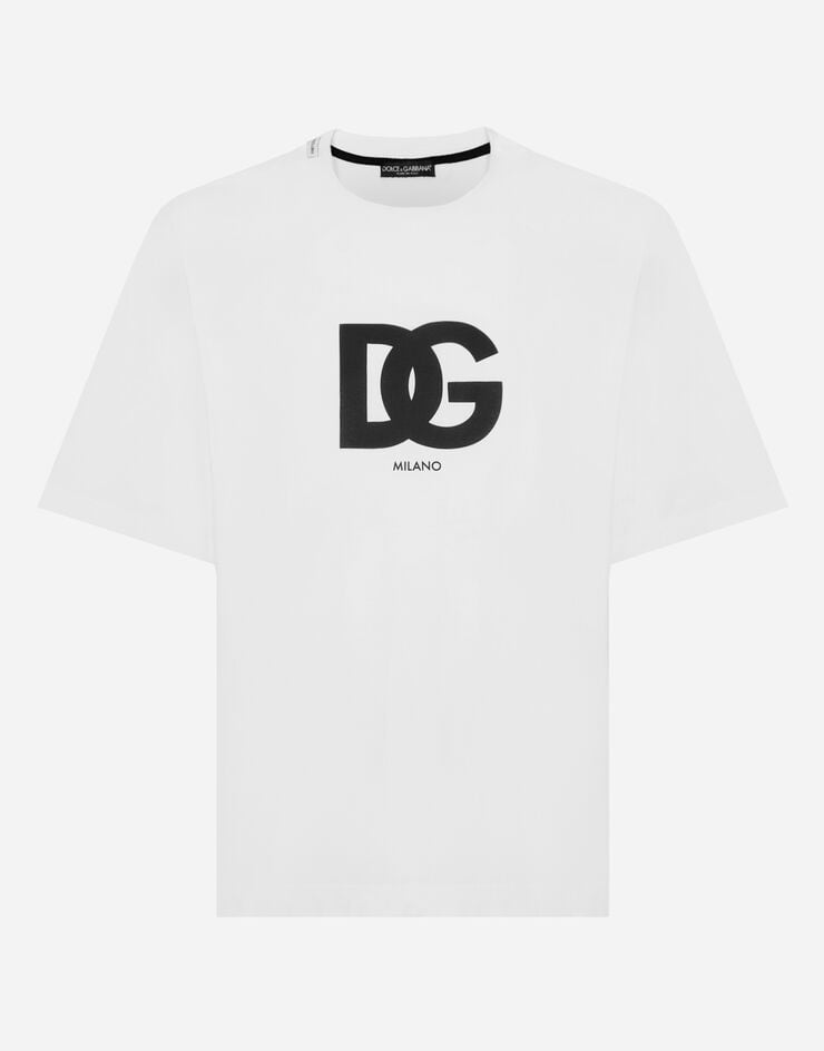 Dolce & Gabbana Футболка из хлопка с принтом логотипа DG белый G8OA3TFU7EQ
