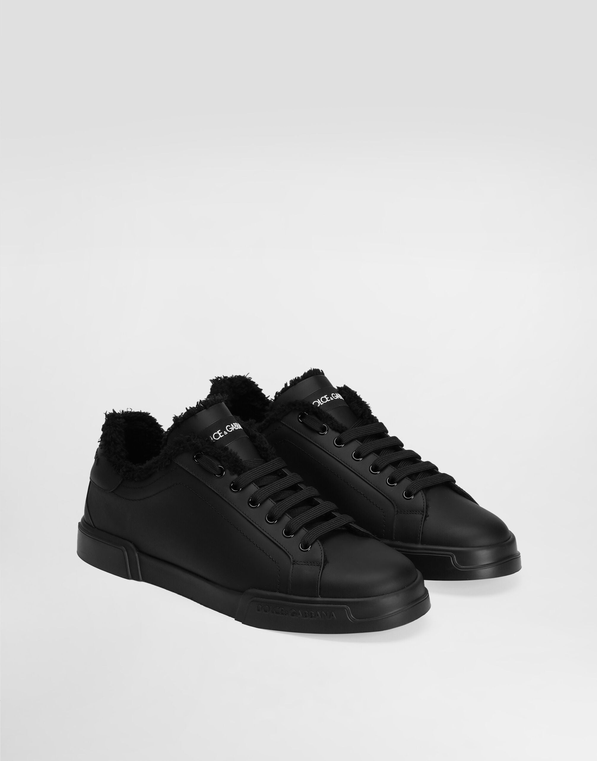 Portofino light calfskin sneakers in Black for Men | Dolce&Gabbana® US