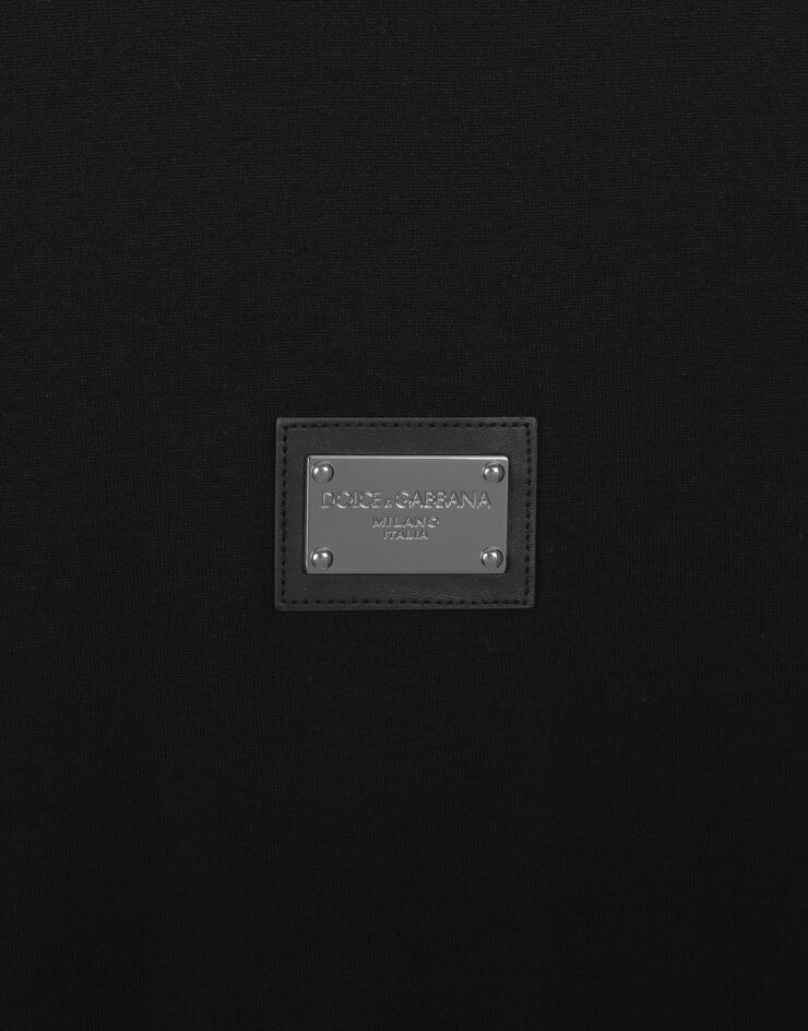 Dolce&Gabbana Langarm-T-Shirt mit Logoplakette Schwarz G8PV0TG7F2I