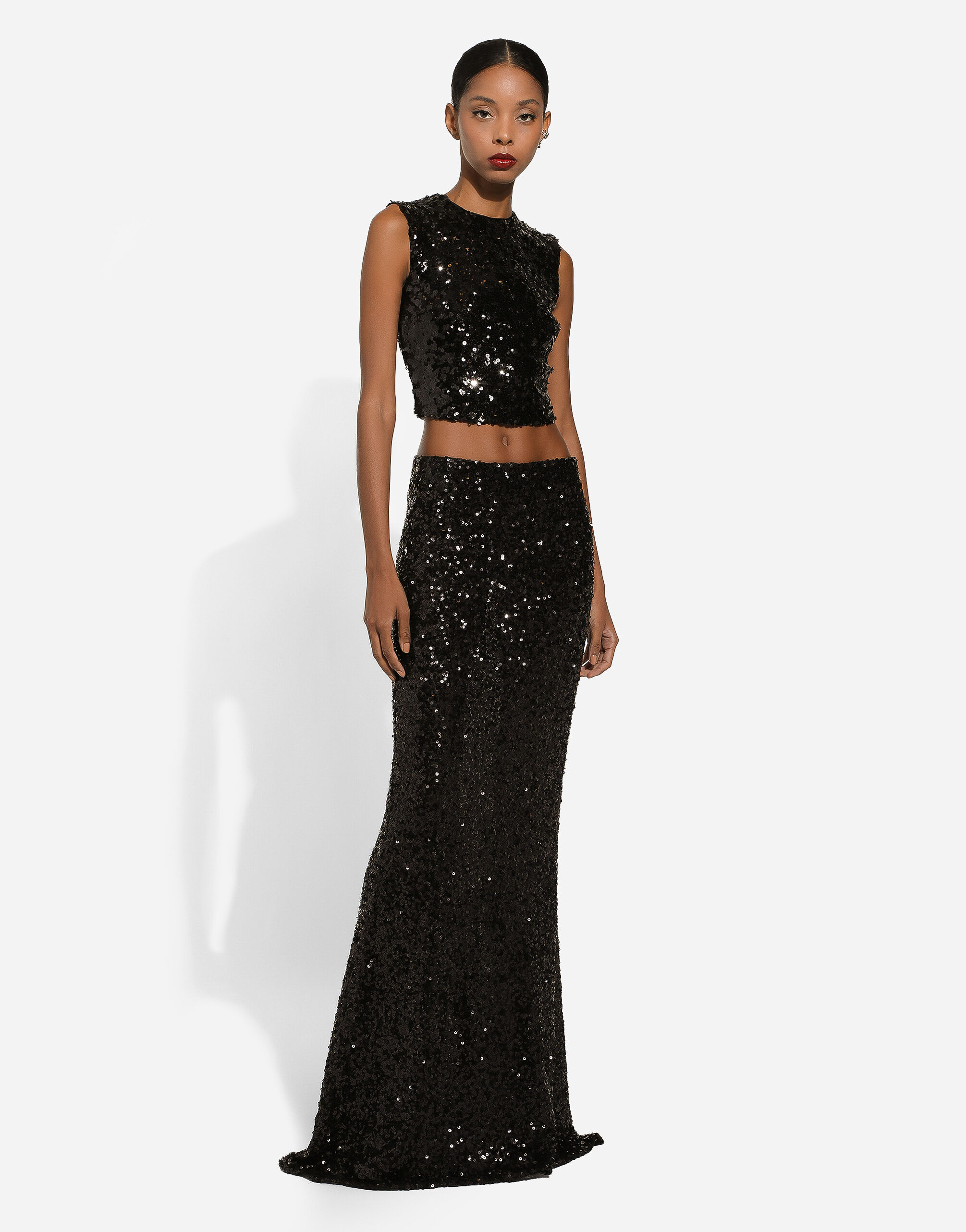 Long sequined mermaid skirt in Black for Women