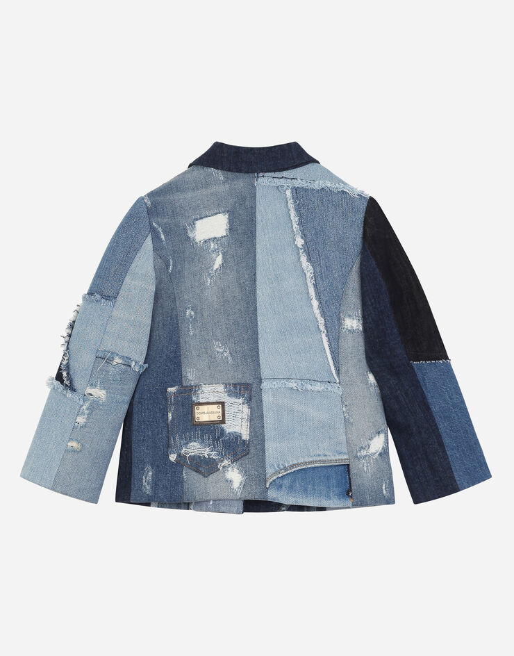Dolce & Gabbana Single-breasted denim patchwork jacket BLAU L52E22G7YRF