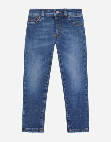 Dolce & Gabbana Dark blue slim-fit stretch jeans Print L53DX7FS8DD