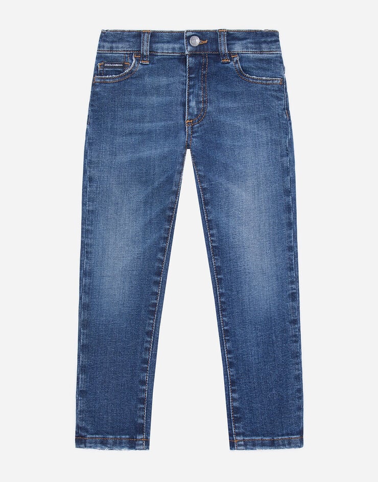 Dolce & Gabbana Эластичные узкие джинсы темно-синего цвета СИНИЙ L41F96LD725