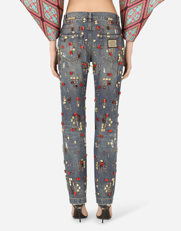 Dolce & Gabbana Boyfriend jeans with stone embellishment Multicolor FTBI2ZG8FH2